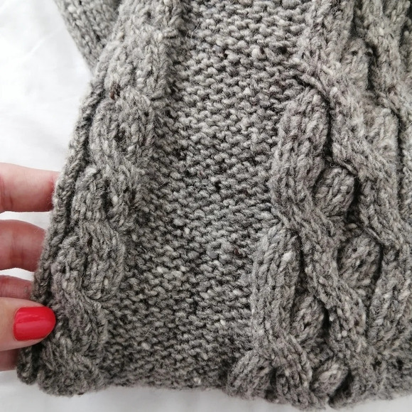 Billy Reid 100% Wool Cable Knit Gray Speckled Chunky Infinity Scarf - Picture 7 of 13